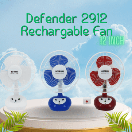 গরমের অফার চায়না রিচার্জেবল ডিফেন্ডার 2912  ফ্যান (১২ ইঞ্চি)